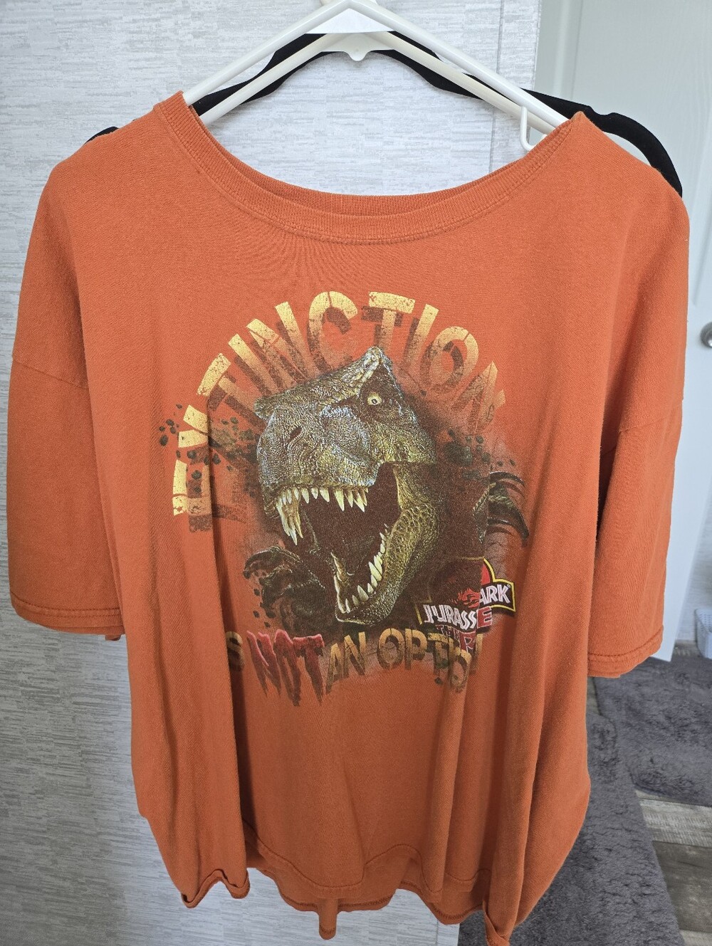 Mens Orange Dino Graphic Tee